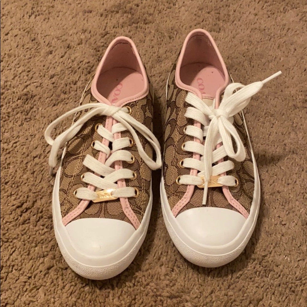 Coach pink white shoes never worn.